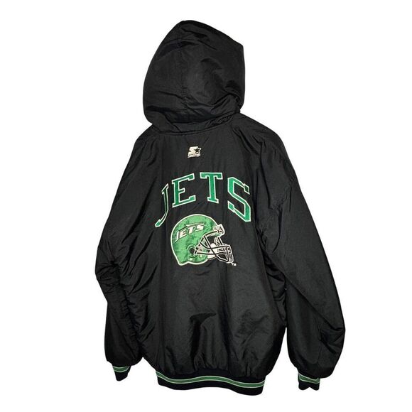 STARTER Other - Vintage 1980’s Sz L Starter NFL New York Jets Puffer Jacket Full Zip Black Green